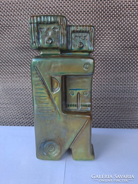 Mother Zsolnay with child bookend Turkish János design