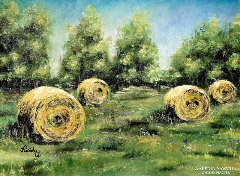 Straw bales - 30 x 40 cm oil painting