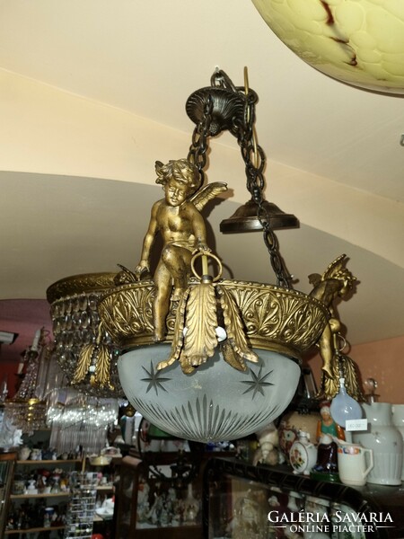 Old restored angelic copper chandelier