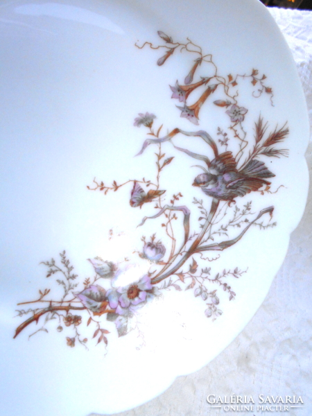 Antique footed bowl with birds on a flowering branch