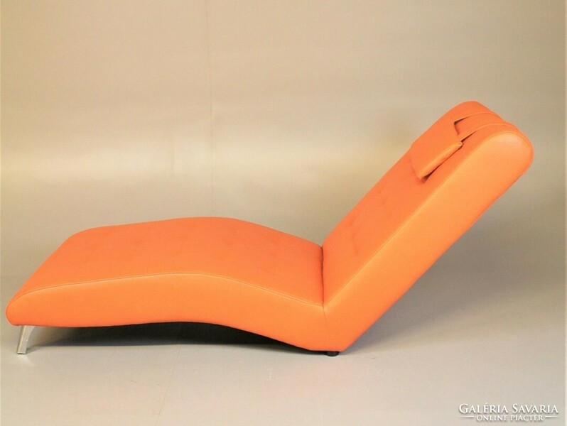 Orange artificial leather reclining armchair/lounge chair