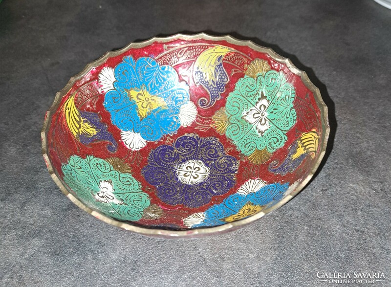 Indian enameled copper bowl