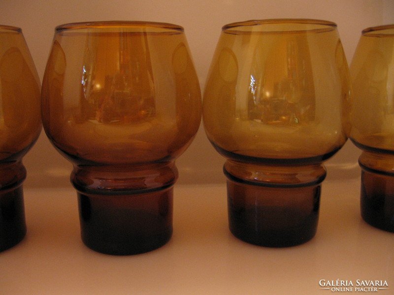 Borostyán barna művészi pohár, mécsestartó készlet különlegesség
