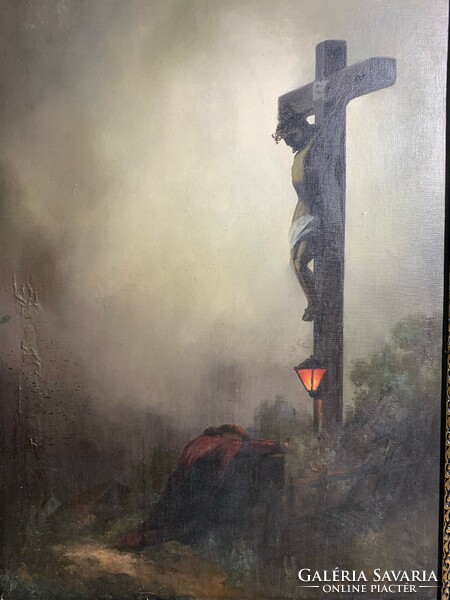 XX. század eleje, magyar festő festménye, olaj, vászon80 x 60 cm-es,
