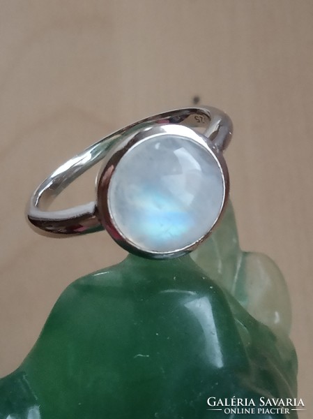 Rainbow moonstone 925 sterling silver ring size 57