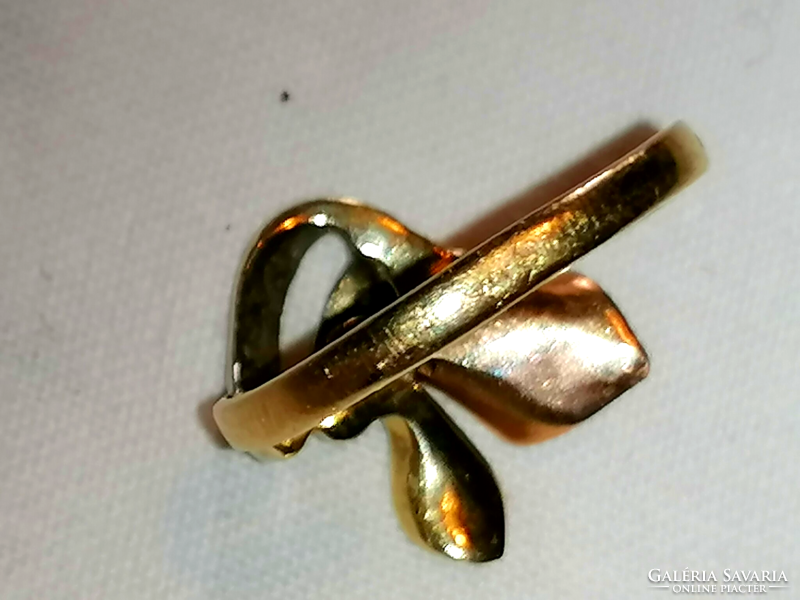Vintage calla flower gold ring made of two-tone gold 37.