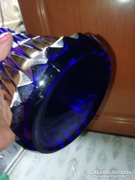 Old glass vase blue 33. In the condition shown in the pictures