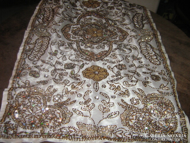 Beautiful floral tablecloth with beautiful pearl embroidery