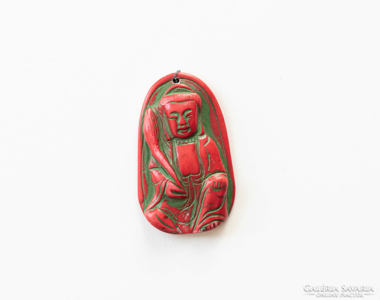 Buddha medál - vörös korall hatású kerámia?