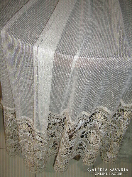 Dreamy huge vintage white wide lace panoramic curtain