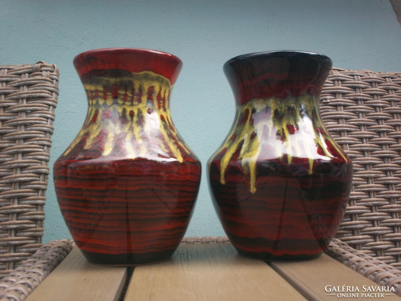 Marked handicraft ceramic vases, 2 vases together