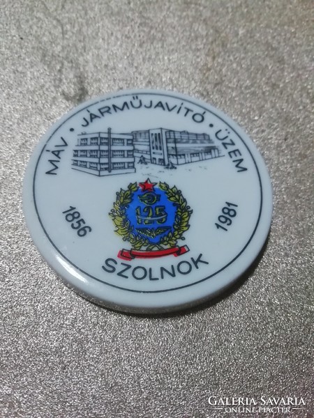Máv vehicle repair plant Szolnok Hólloháza porcelain plaque