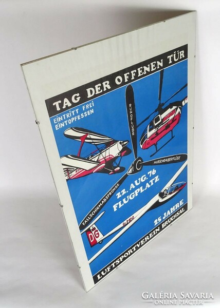 1P396 retro German bruchsal 1976 flight day poster 70 x 50 cm