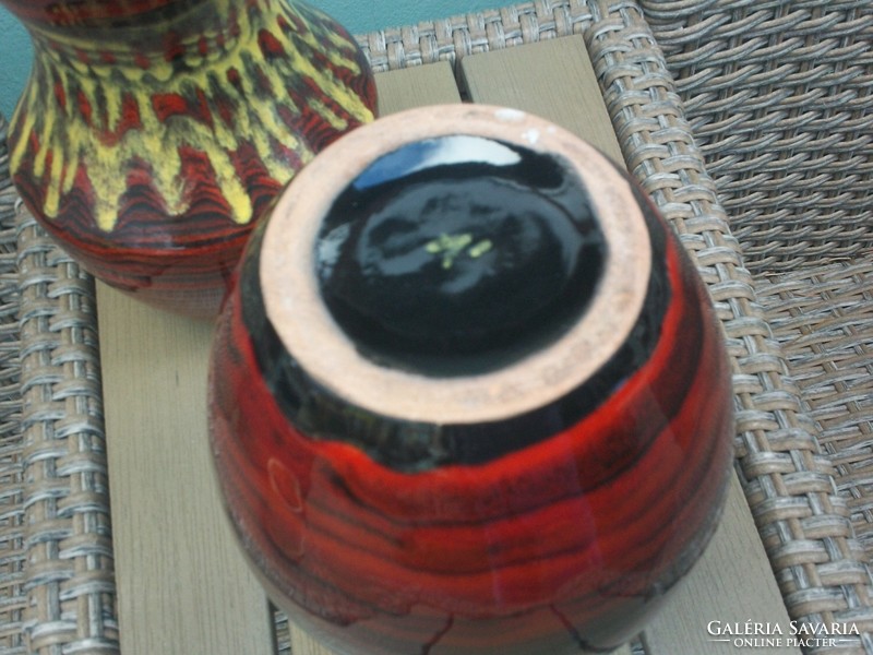 Marked handicraft ceramic vases, 2 vases together