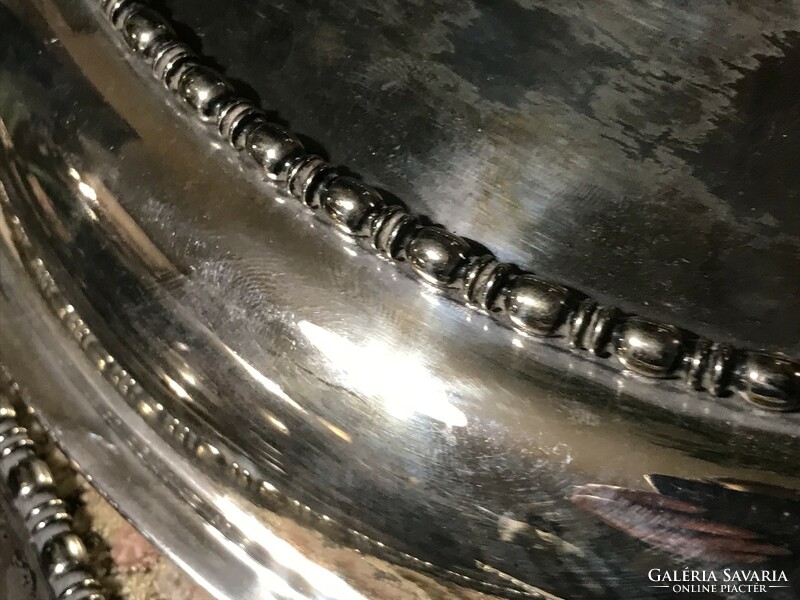 Antique, lavish, silver-plated, double-sided bowl with lid, for fried and garnished at the same time