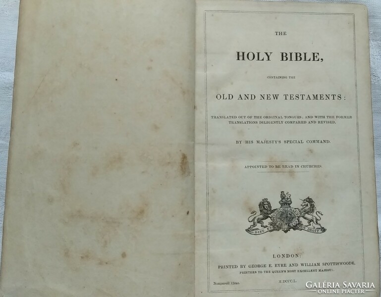 Antikvár Biblia (angol nyelvű 1850-es kiadás)