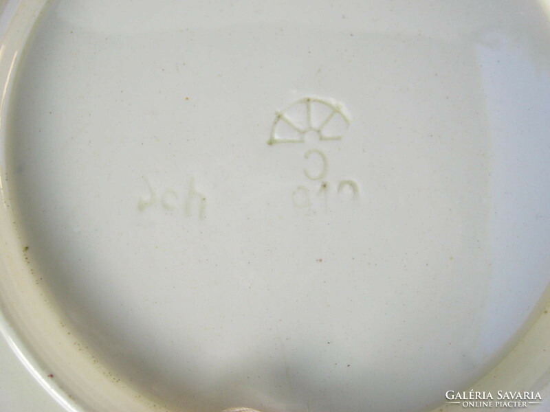 Körmöcbányai régi majolika fali dísz tál tányér dísztányér szélmalom mintával 18 cm