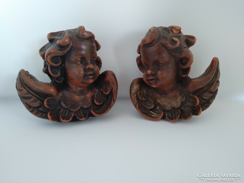 Wax angel Christmas tree ornament or wall decoration, pair of angels