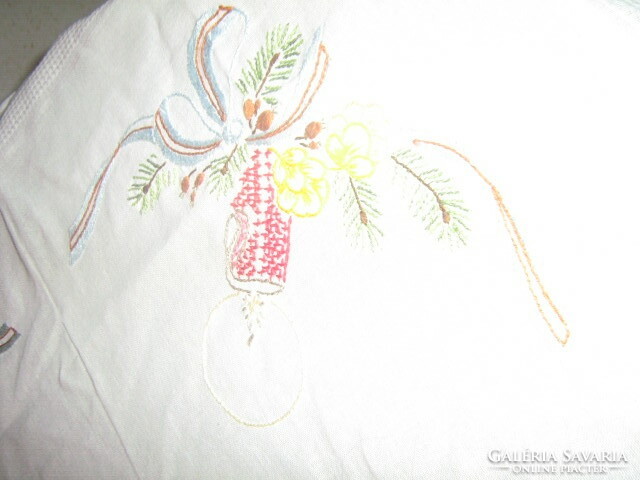Wonderful hand embroidered Christmas filigree tablecloth