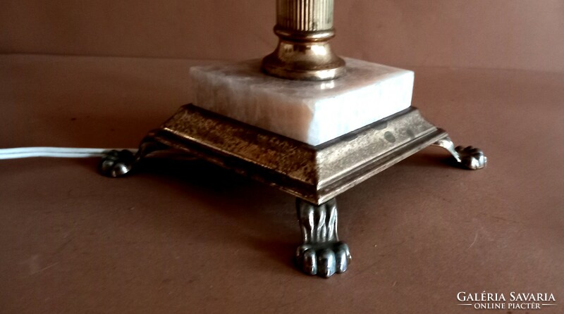 Empire réz- alabastrom asztali lámpa ALKUDHATÓ antik
