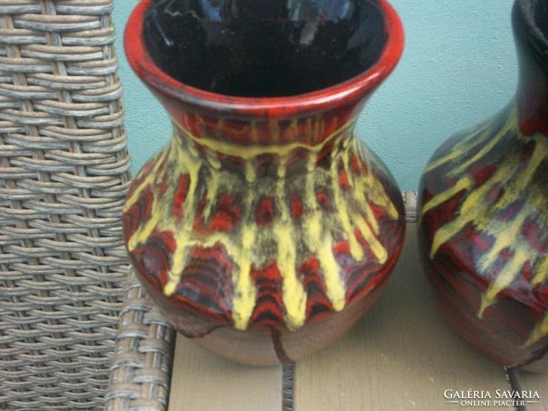 Marked handicraft ceramic vases, 2 vases together