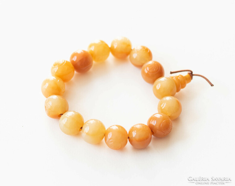 Buddhist mala bracelet - orange jade imitation made of plastic