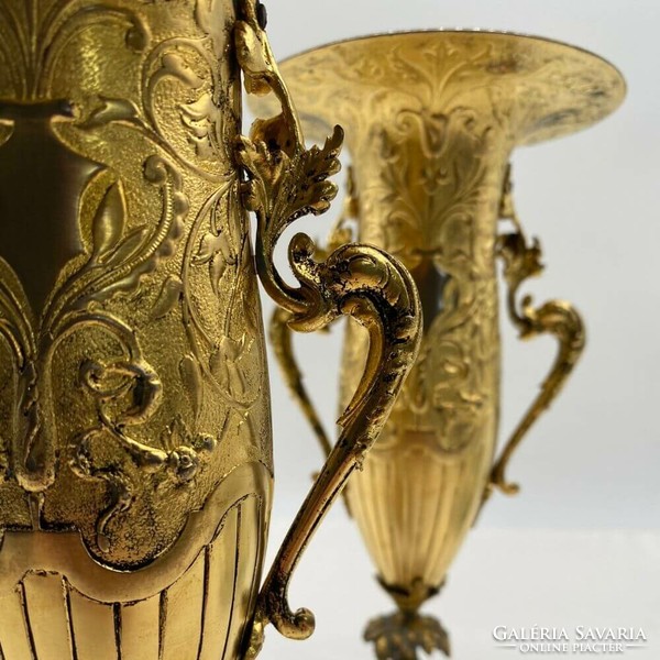 Pair of French bronze fire-gilt decorative vases m01154