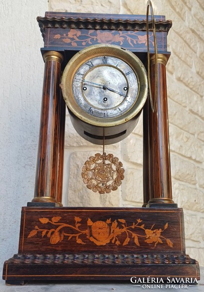 Antique Biedermeier inlaid table clock