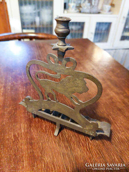 Antique Hanukkah menorah, rare, lion