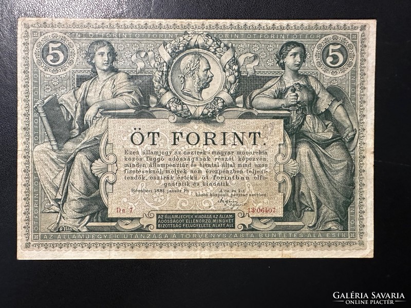 5 Forints / gulden 1881. 