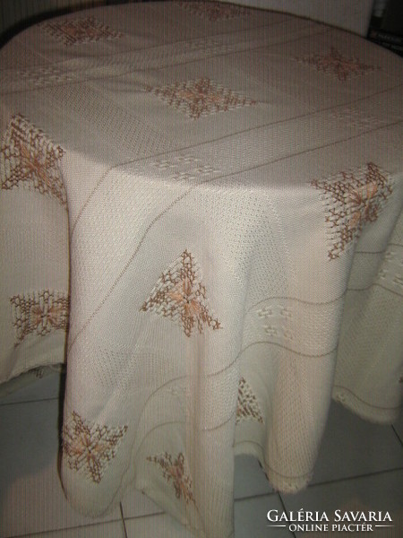 Wonderful hand-embroidered cross-eyed elegant azure tablecloth