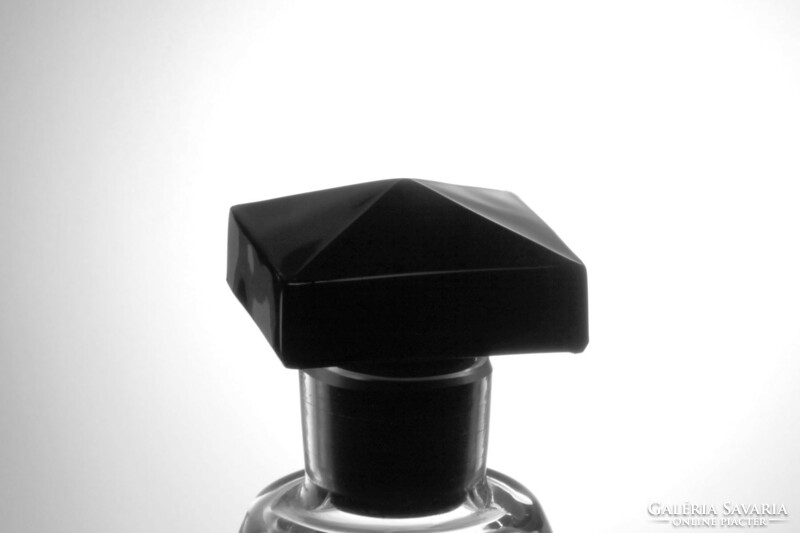 Art Deco Likőrös Készlet | Fekete Fehér Italos Üveg Palack 2db Pohár Kétszemélyes Dekanter Dekantáló