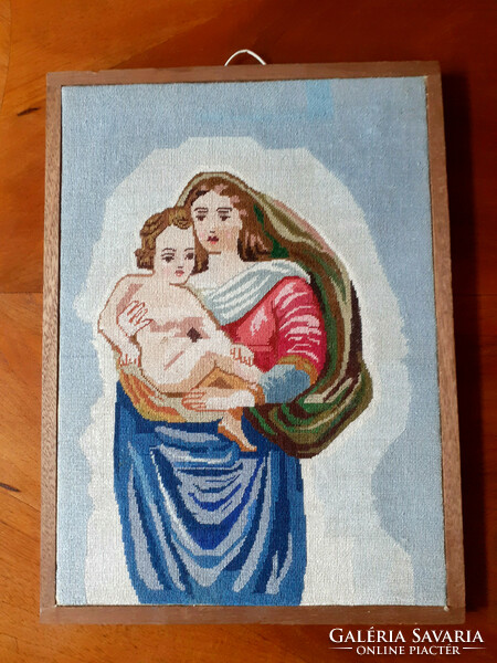 Tűgobelin  kép fa keretben. 36x26,5 cm