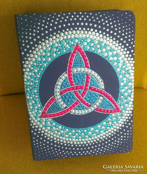 New! Book-shaped wooden box with hand-painted triquetra decoration