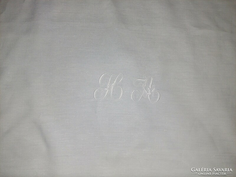 Old monogrammed textile tablecloth 71x74cm