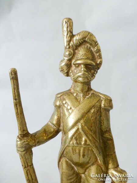 Antique solid bronze statue of Napoleonic Guardsman, old guard grenadier, 