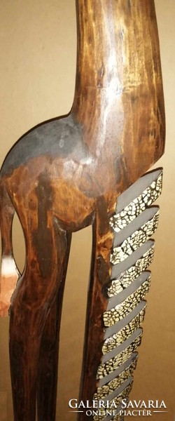 Gyönyörű impozáns fa faragott ÓRIÁS Afrika zsiráf SZOBOR könyves / lemez polc152 cm képek szerint