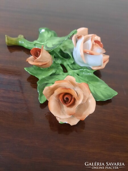 Herend porcelain rose bouquet, rose wall decoration 1st Class.