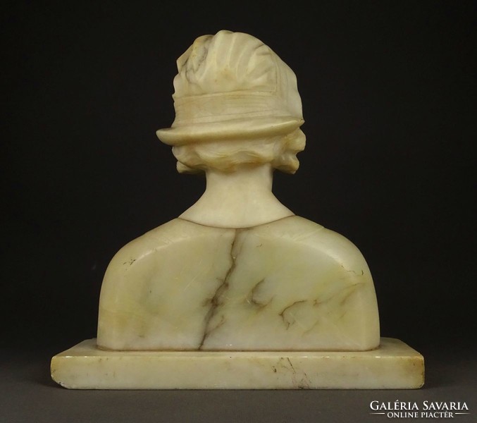 1P681 antique xix. Century Art Nouveau young woman bust marble bust 25.5 Cm