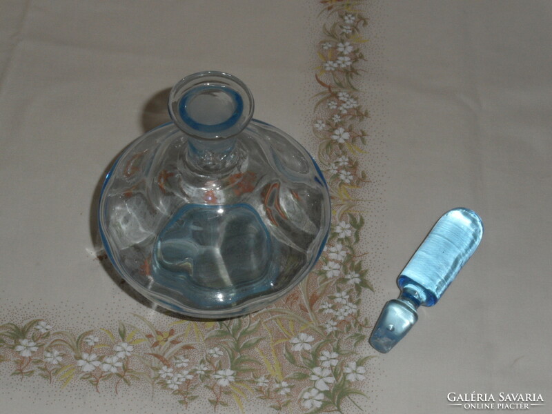 Art deco kék dugós likőrös üveg