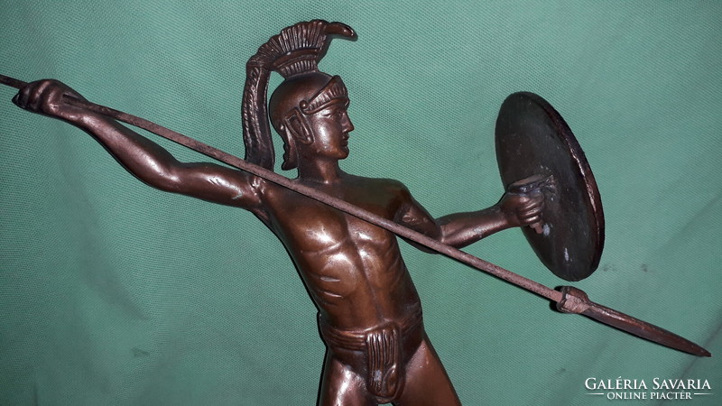 Antik jellegű GYÖNYÖRŰ bronzírozott görög hoplita LEONIDASZ spártai király szobor a képek szerint