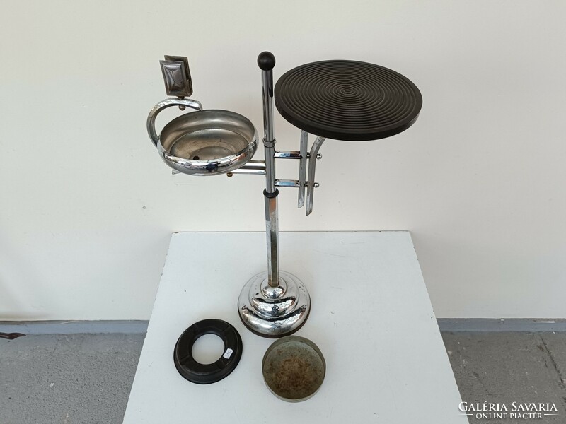 Antique art deco bauhaus chrome-plated smoking ashtray with vinyl ashtray 552 8154