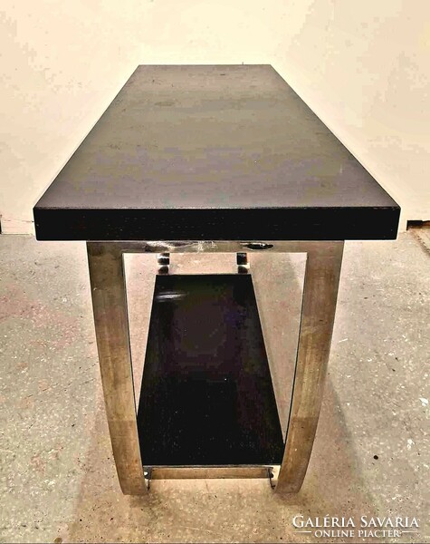 Vintage design console table with stainless steel legs