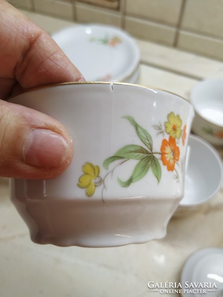 Zsolnay porcelain tea set for sale! Yellow floral, rare, elf-eared tea set