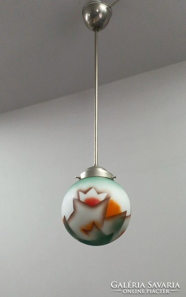 Art deco ceiling lamp with colored glass cover