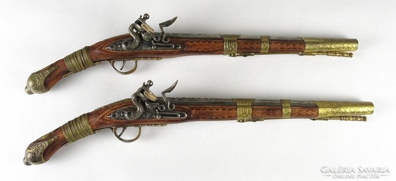 1P670 old metal beater dueling pistol replica pair 49 cm