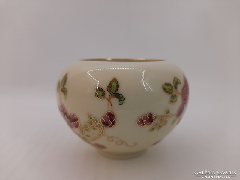 Zsolnay flower pattern small vase or mini pot, 8 cm
