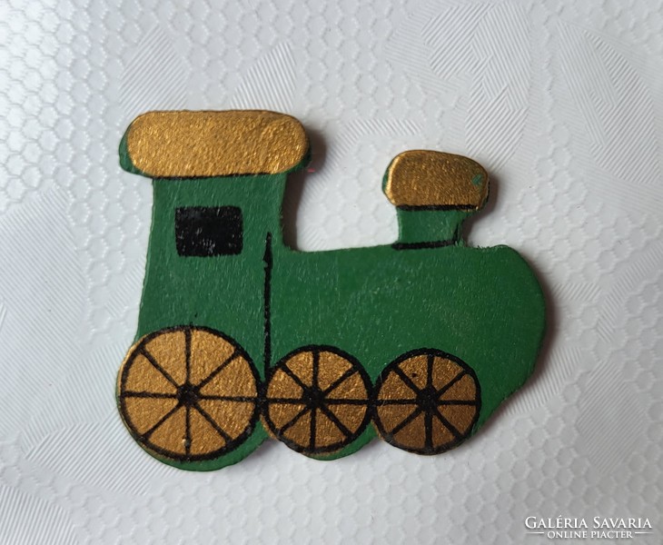 Christmas green wooden train locomotive decoration prop ornament