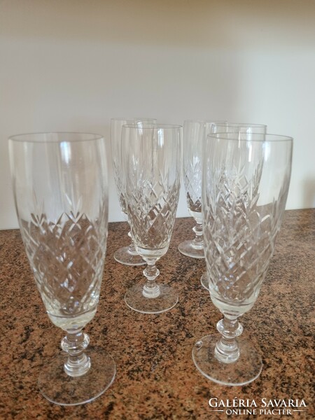 Set of 6 wonderful crystal champagne glasses 17 cm