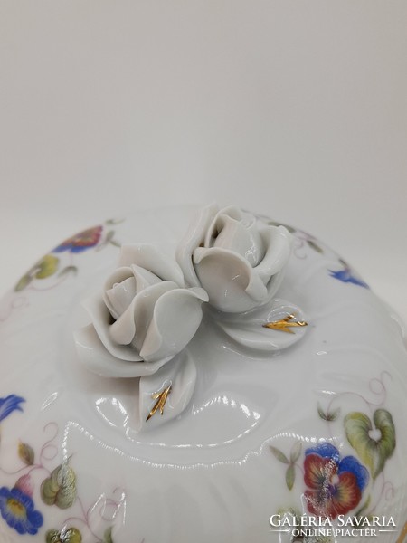 Ravenclaw pattern porcelain bonbonnier and bowl with rose holder, 2 in one